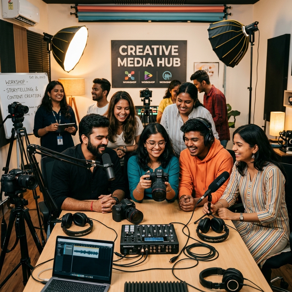 Students in media workshop